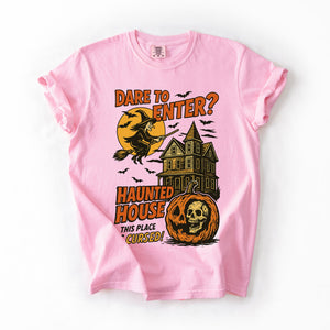 Haunted House Halloween Retro Spooky Witch Nightscape Limited Edition Collection Comfort Colors Tee — view 8