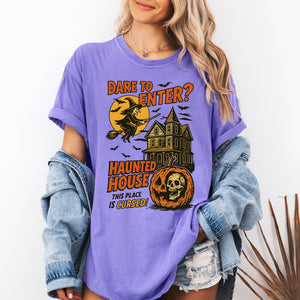 Haunted House Halloween Retro Spooky Witch Nightscape Limited Edition Collection Comfort Colors Tee — view 9
