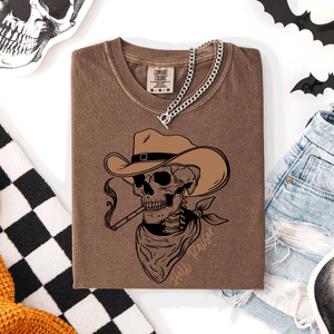 Hell Raiser Skeleton Halloween Spooky Cowboy Country Western Edition Comfort Colors Tee — view 4