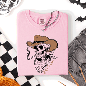 Hell Raiser Skeleton Halloween Spooky Cowboy Country Western Edition Comfort Colors Tee — view 2