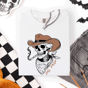 Hell Raiser Skeleton Halloween Spooky Cowboy Country Western Edition Comfort Colors Tee — view 3