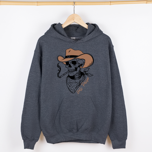 Hell Raiser Skeleton Halloween Spooky Cowboy Country Western Hanging With My Boos Hoodie — view 4