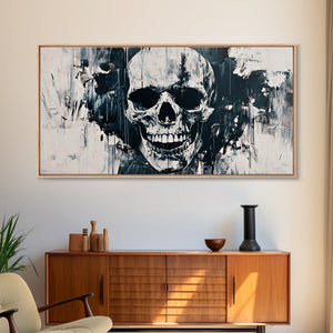 Gothic Skull Art Canvas Print, Dark Moody Abstract Wall Decor, Halloween Living Room Art, Unique Therapy Art Gift, Dark Angels Print — view 11