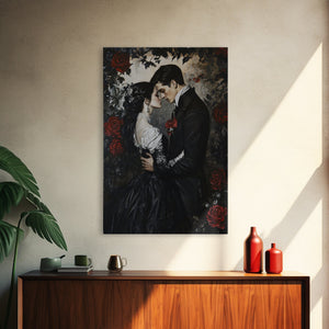 Dark Romance Painting Print, Victorian Gothic Wall Art, Halloween Decor, Gift Idea For Goth Couples, Goth Decor, Goth Wall Art, Dark Academia — view 12