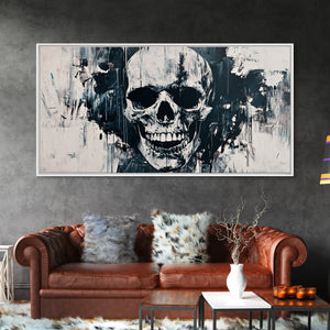 Gothic Skull Art Canvas Print, Dark Moody Abstract Wall Decor, Halloween Living Room Art, Unique Therapy Art Gift, Dark Angels Print — view 12