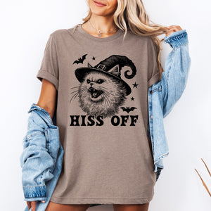 Hiss Off Cat Halloween Witch Spooky Feline Spirit Vintage Halloween Edition Graphic Tee — view 2