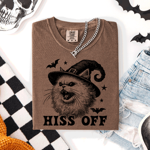 Hiss Off Cat Halloween Witch Funny For Cat Lovers And Halloween Enthusiasts Comfort Colors Tee — view 6