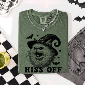 Hiss Off Cat Halloween Witch Funny For Cat Lovers And Halloween Enthusiasts Comfort Colors Tee — view 4
