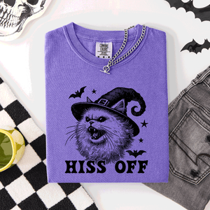 Hiss Off Cat Halloween Witch Funny For Cat Lovers And Halloween Enthusiasts Comfort Colors Tee — view 7