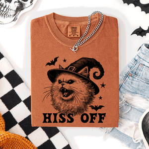 Hiss Off Cat Halloween Witch Funny For Cat Lovers And Halloween Enthusiasts Comfort Colors Tee — view 3