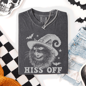 Hiss Off Cat Halloween Witch Funny For Cat Lovers And Halloween Enthusiasts Comfort Colors Tee — view 10