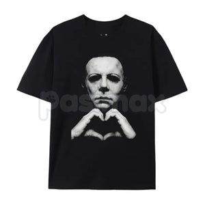 Horror "Michael Hand Heart" Graphic T-Shirt – Spooky Slasher Halloween Tee, Premium 100% Cotton Creepy Cute Movie Top, Soft Lived-In Heavyweight Horror Fan Shirt, Made in USA — view 2