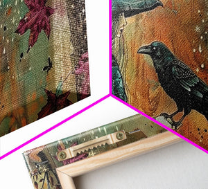 The Witch and The Raven Familiar, Framed Canvas Print, Halloween Gift, Halloween Props, Halloween Wall Art — view 13