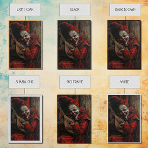 Sinister Clown with Blood-Stained Mandolin | Halloween Wall Art | Spooky Home Decor | Creepy Clown Mandolin Painting | Framed Canvas Print — view 14