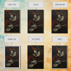Creepy Clown Playing Guitar, Framed Canvas Print, Spooky Circus Art, Halloween Wall Decor, Horror Clown Illustration, Creepy Home Decor — view 14