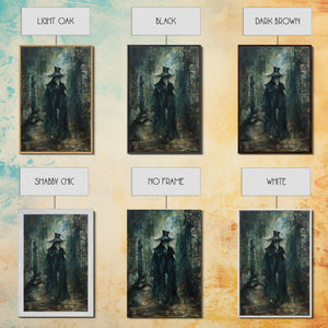 Ghostly Figure in Victorian Attire - Eerie Night Stalker Gothic Art Framed Canvas Print, Halloween Haunted House Decor — view 14