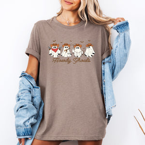 Howdy Ghouls Cowboy Ghosts Western Halloween Spooky Hoedown Night Frontier Edition Graphic Tee — view 2