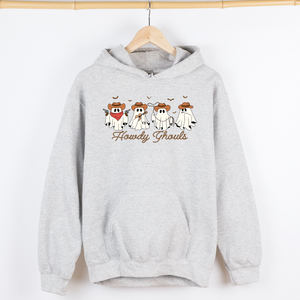 Howdy Ghouls Cowboy Ghosts Western Halloween Haunted Frontier Vintage Edition Graphic Hoodie — view 5