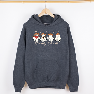 Howdy Ghouls Cowboy Ghosts Western Halloween Haunted Frontier Vintage Edition Graphic Hoodie — view 2