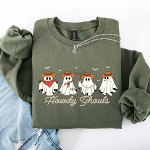 Howdy Ghouls, Cowboy Ghosts, Western, Halloween Sweatshirt — view 2