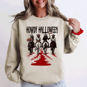 Howdy Halloween Cowgirls Western Spooky Vintage Inspired Parade Edition Sweatshirt — view 1