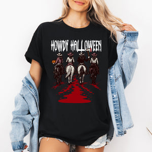 Howdy Halloween Western Cowgirl Spooky Vibe Inspired by Desert Nights and Saloon Legends Graphic Tee — view 4