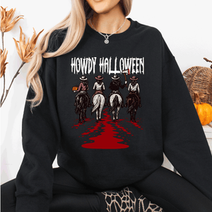 Howdy Halloween Cowgirls Western Spooky Vintage Inspired Parade Edition Sweatshirt — view 9