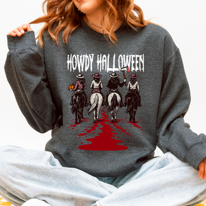 Howdy Halloween Cowgirls Western Spooky Vintage Inspired Parade Edition Sweatshirt — view 3