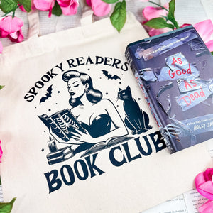 Spooky Readers Book Club Canvas Tote Bag | Eco-Friendly Halloween Bookish Accessory for Book Lovers — view 1