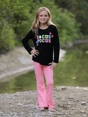Halloween Black Top + Pink Bell Bottoms — view 2