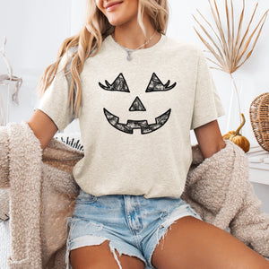 Jack-O-Lantern Coquette Faux Lace Halloween Western Cowgirl Glam Style Graphic Tee — view 1