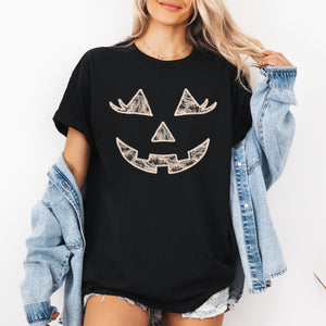 Jack-O-Lantern Coquette Faux Lace Halloween Western Cowgirl Glam Style Graphic Tee — view 2