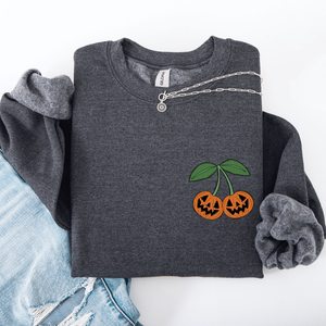 Jack O Lantern Cherry Halloween Vintage Retro Cozy Autumn Night In Graphic Sweatshirt — view 8
