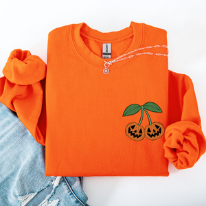 Jack O Lantern Cherry Halloween Vintage Retro Cozy Autumn Night In Graphic Sweatshirt — view 9