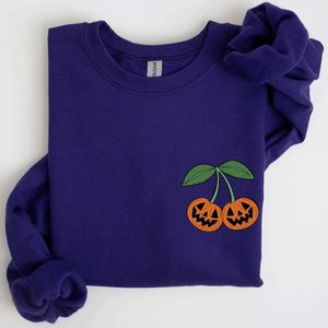 Jack O Lantern Cherry Halloween Vintage Retro Cozy Autumn Night In Graphic Sweatshirt — view 10