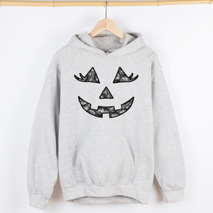 Jack-O-Lantern Coquette Faux Lace Halloween Velvet Victorian Gothic Hooded Sweatshirt — view 1