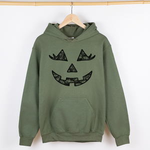 Jack-O-Lantern Coquette Faux Lace Halloween Velvet Victorian Gothic Hooded Sweatshirt — view 6