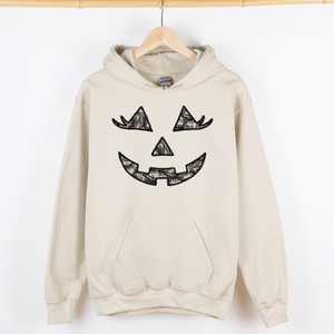 Jack-O-Lantern Coquette Faux Lace Halloween Velvet Victorian Gothic Hooded Sweatshirt — view 2