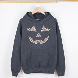Jack-O-Lantern Coquette Faux Lace Halloween Velvet Victorian Gothic Hooded Sweatshirt — view 3