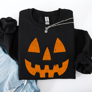 Jack O Lantern Halloween Design Cozy Autumn Festive Night Scene Illustration Style Sweatshirt — view 4