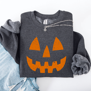 Jack O Lantern Halloween Design Cozy Autumn Festive Night Scene Illustration Style Sweatshirt — view 7