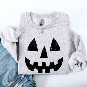 Jack O Lantern Halloween Design Cozy Autumn Festive Night Scene Illustration Style Sweatshirt — view 3