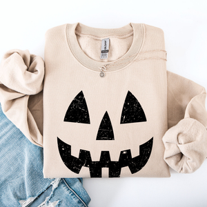 Jack O Lantern Halloween Design Cozy Autumn Festive Night Scene Illustration Style Sweatshirt — view 5