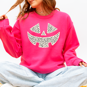 Jack O Lantern Dalmatian Print Halloween Cozy Whimsical Autumn Festival Sweatshirt — view 4