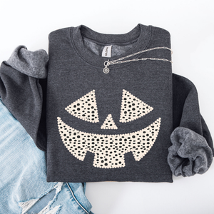 Jack O Lantern Dalmatian Print Halloween Cozy Whimsical Autumn Festival Sweatshirt — view 2
