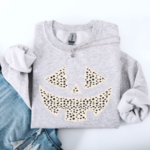 Jack O Lantern Dalmatian Print Halloween Cozy Whimsical Autumn Festival Sweatshirt — view 5