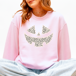 Jack O Lantern Dalmatian Print Halloween Cozy Whimsical Autumn Festival Sweatshirt — view 6