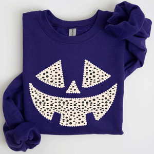 Jack O Lantern Dalmatian Print Halloween Cozy Whimsical Autumn Festival Sweatshirt — view 8