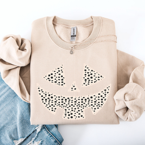 Jack O Lantern Dalmatian Print Halloween Cozy Whimsical Autumn Festival Sweatshirt — view 9