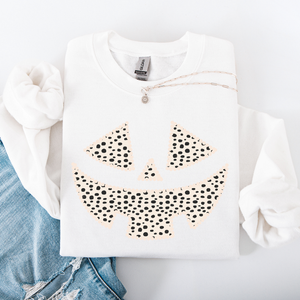 Jack O Lantern Dalmatian Print Halloween Cozy Whimsical Autumn Festival Sweatshirt — view 10